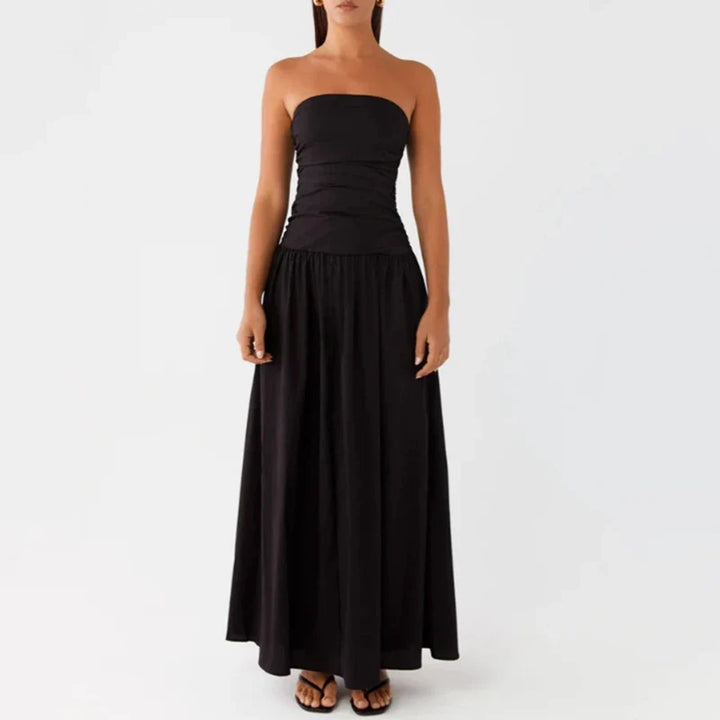 Santorini | Strapless Tile Print Smocked Maxi Dress