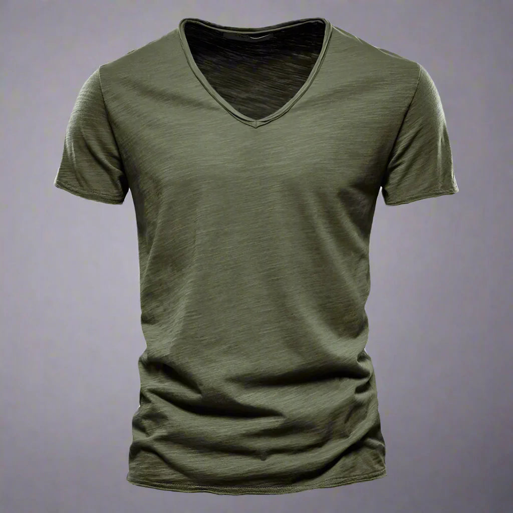 Riviera | Slim Fit Raw Edge Scoop Neck Plain Mens T Shirt