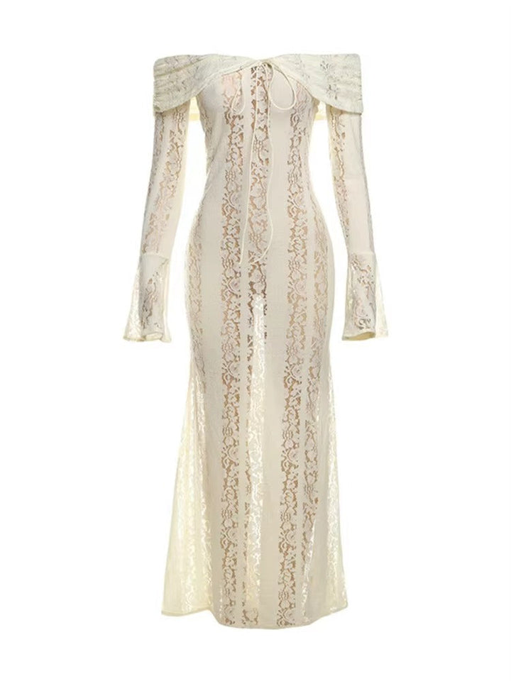 Seraphina | Lace Off The Shoulder Dress Flared Sleeve Maxi