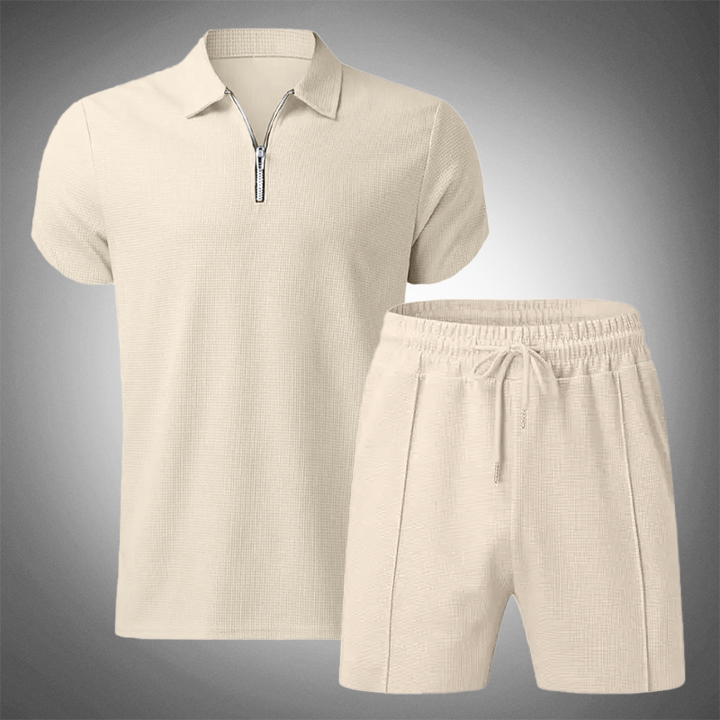 Harmon | Men's Waffle Knit Zip Polo Co-ord Set