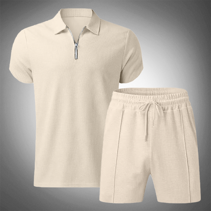 Harmon | Men's Waffle Knit Zip Polo Co-ord Set