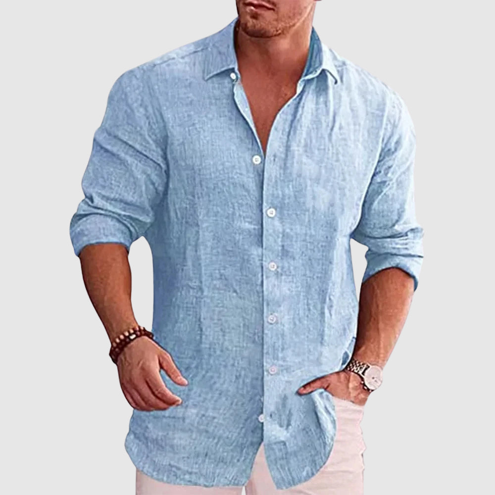Willow | Relaxed Linen Men's Smart-Casual Shirt with Spread Collar