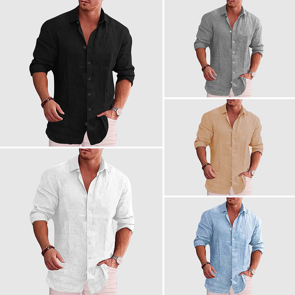 Willow | Relaxed Linen Men's Smart-Casual Shirt with Spread Collar