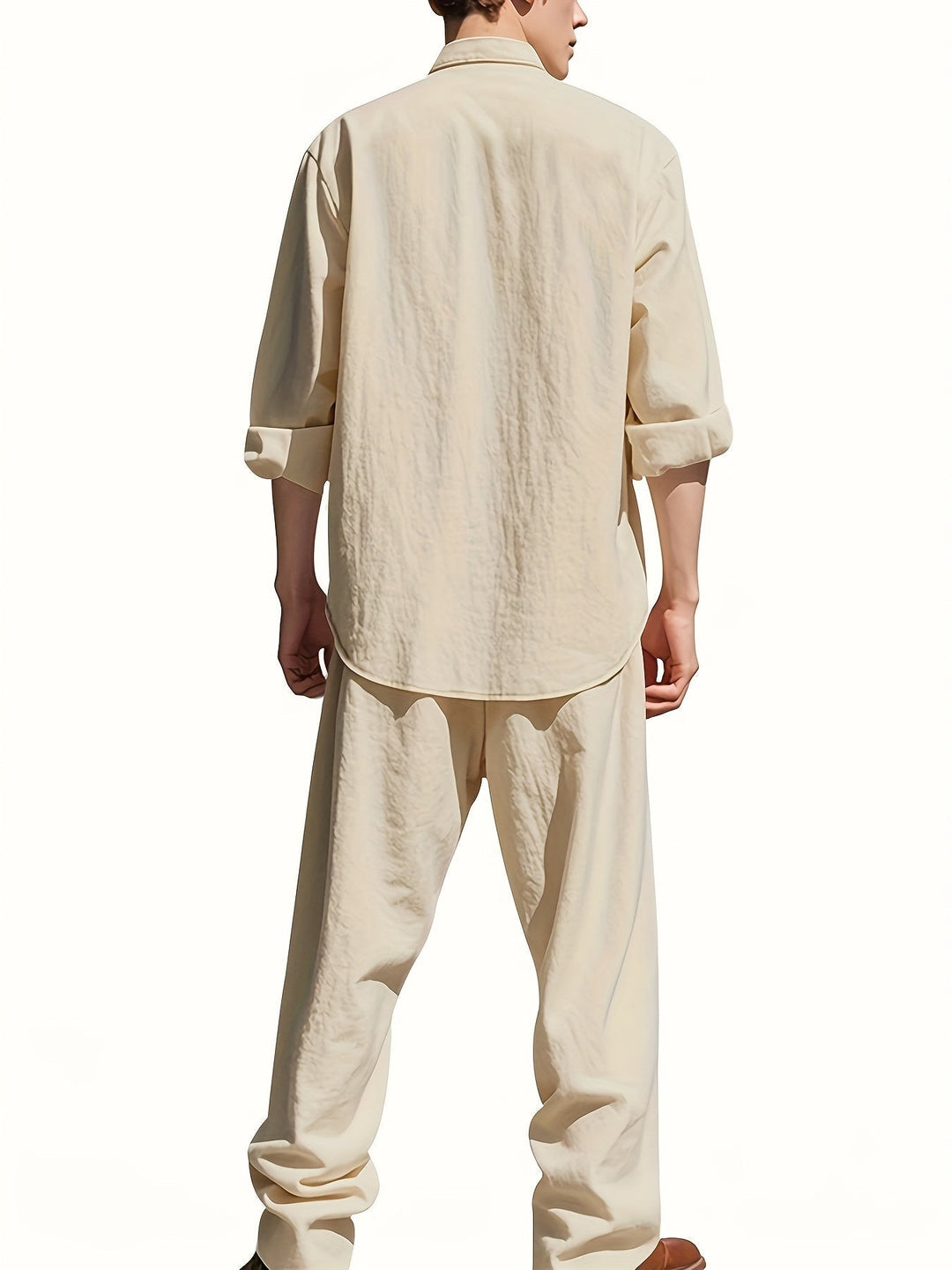 Capri | Men's Linen Band Collar Co-ord Set