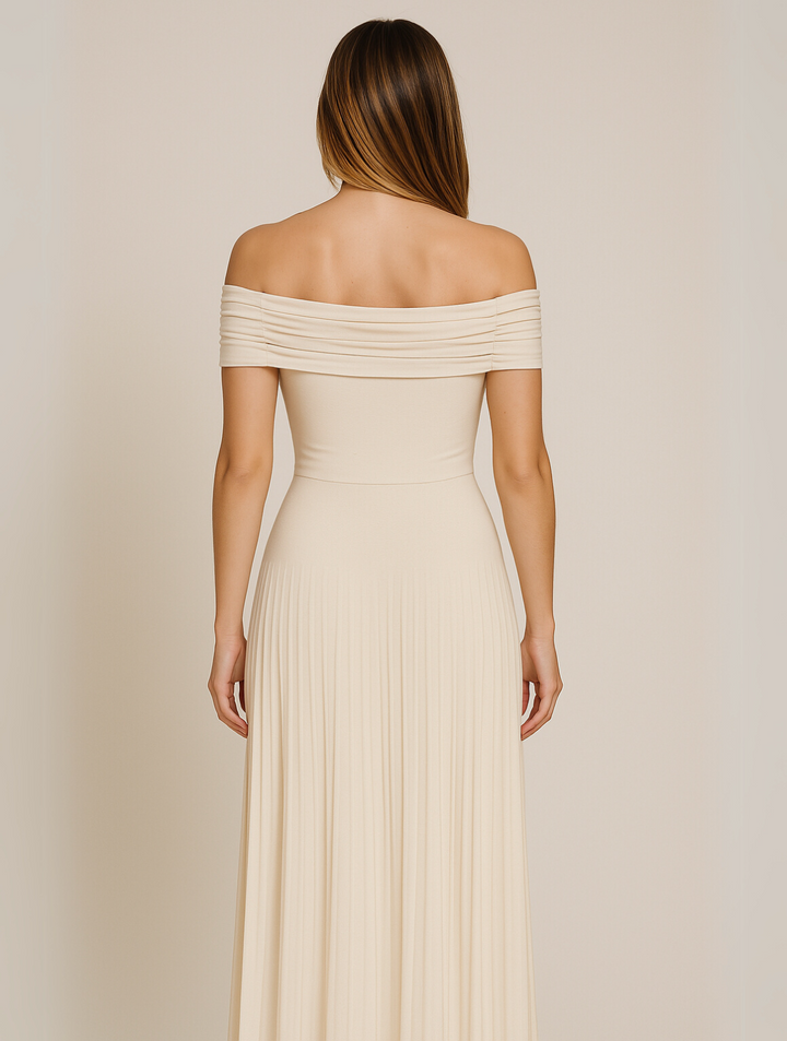 Seraphine | Off Shoulder Pleated Skirt Maxi Formal Dress