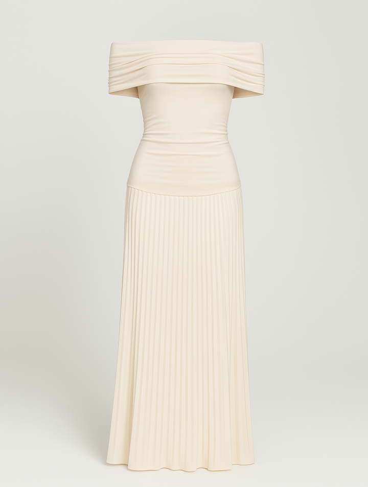 Seraphine | Off Shoulder Pleated Skirt Maxi Formal Dress