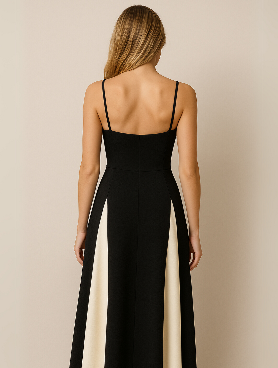 Dominique | Contrast Panel Sweetheart Maxi Evening Dress