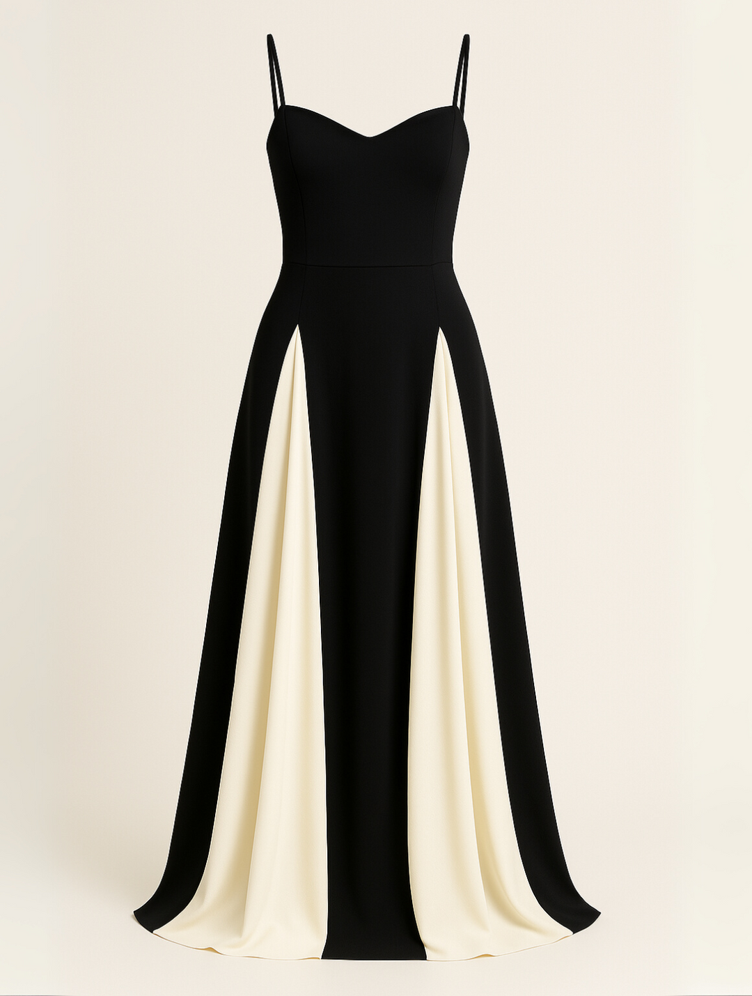 Dominique | Contrast Panel Sweetheart Maxi Evening Dress