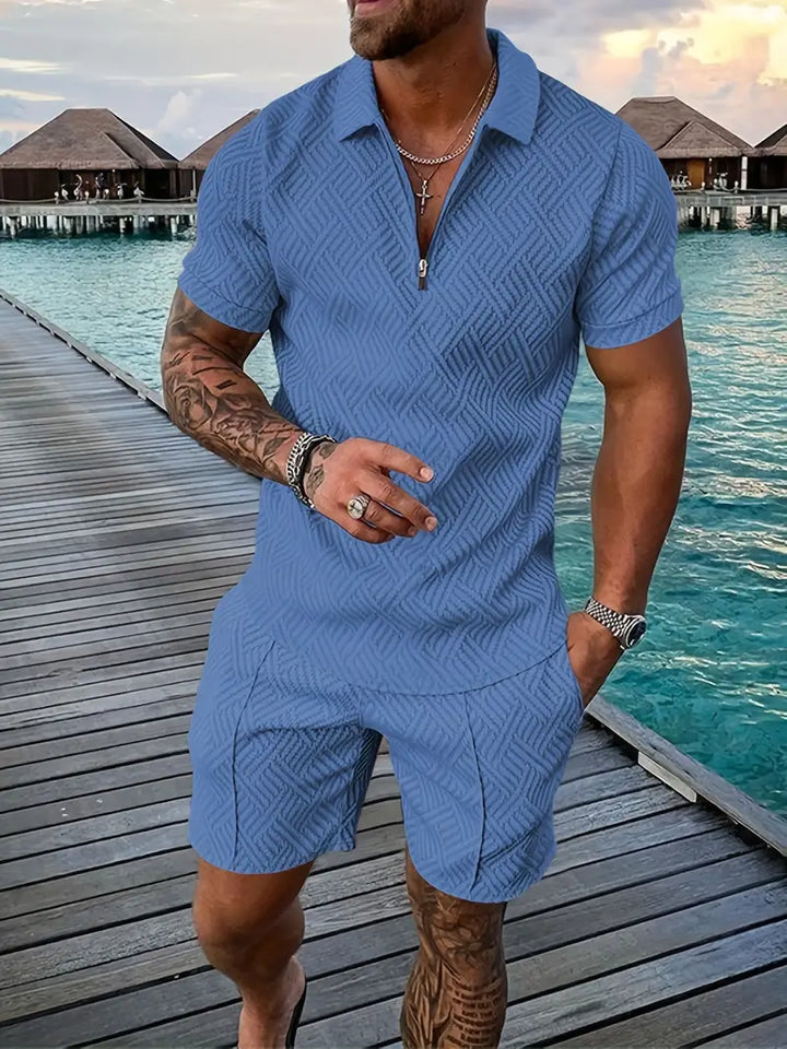 Monaco | Men's Contrast Trim Zip Polo Co-ord Set