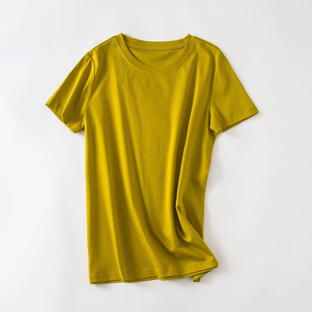 Minimalist | Fitted Crew Neck Plain Cotton Womens T Shirt