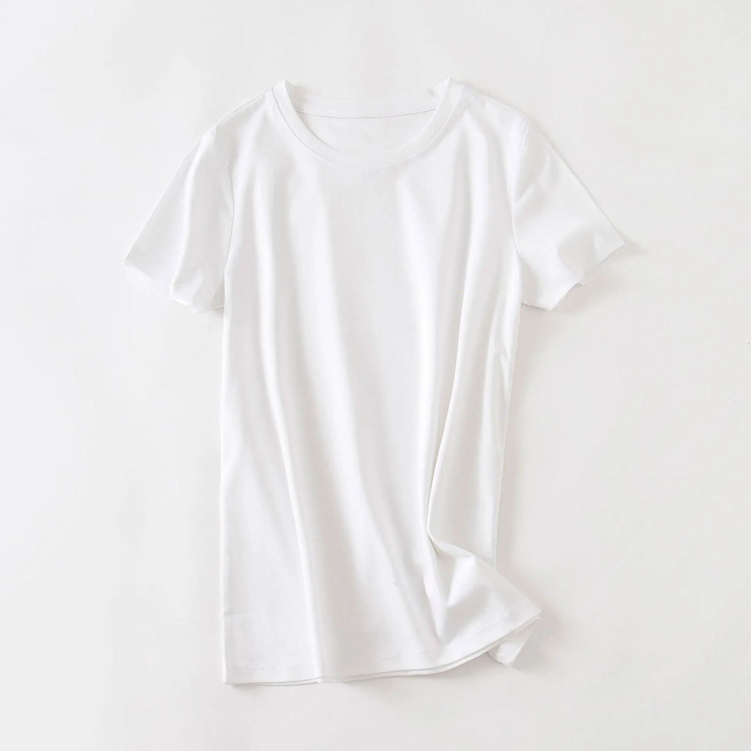 Minimalist | Fitted Crew Neck Plain Cotton Womens T Shirt