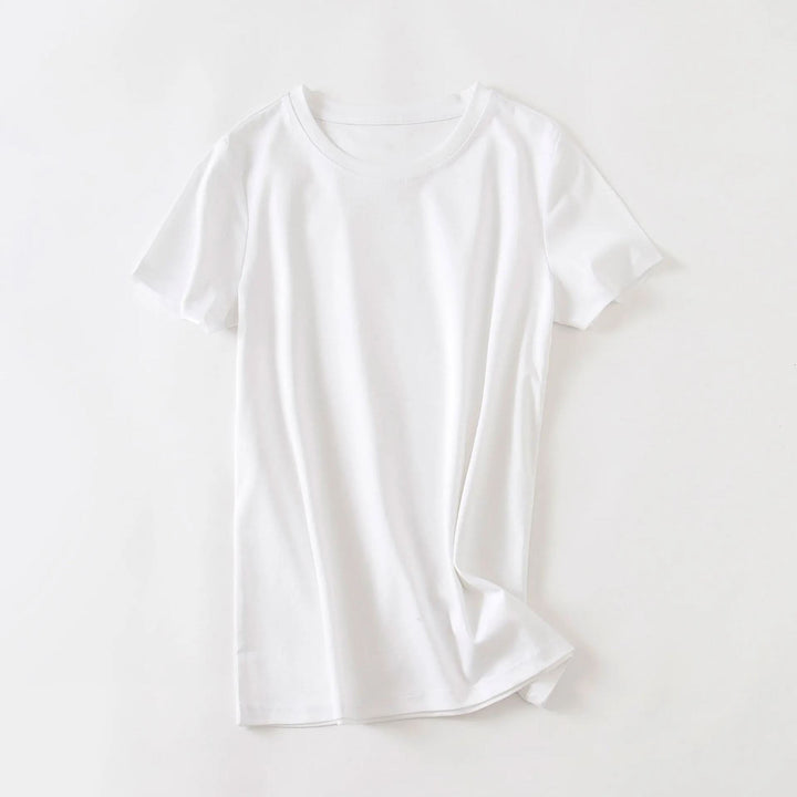 Minimalist | Fitted Crew Neck Plain Cotton Womens T Shirt