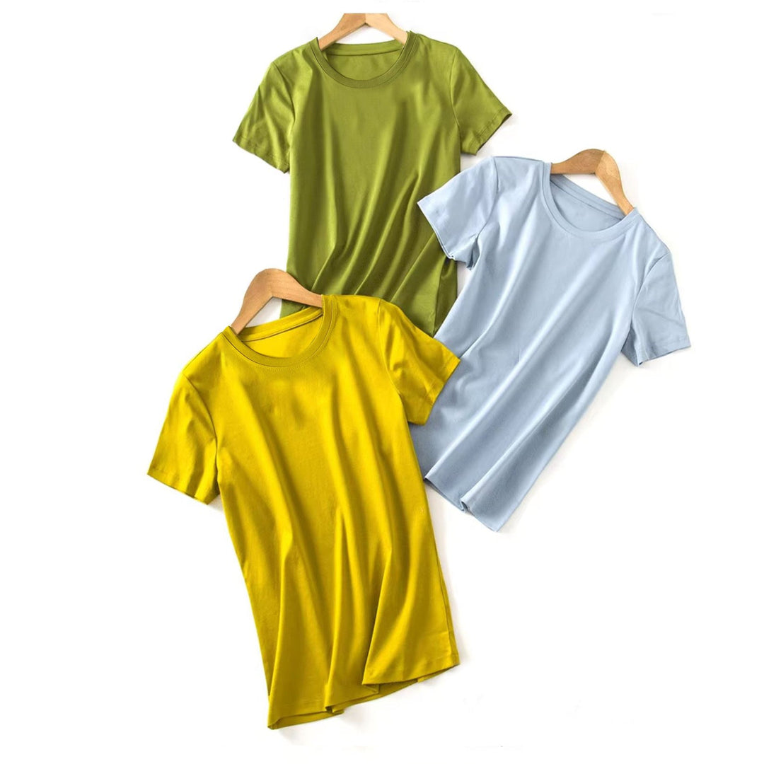 Minimalist | Fitted Crew Neck Plain Cotton Womens T Shirt