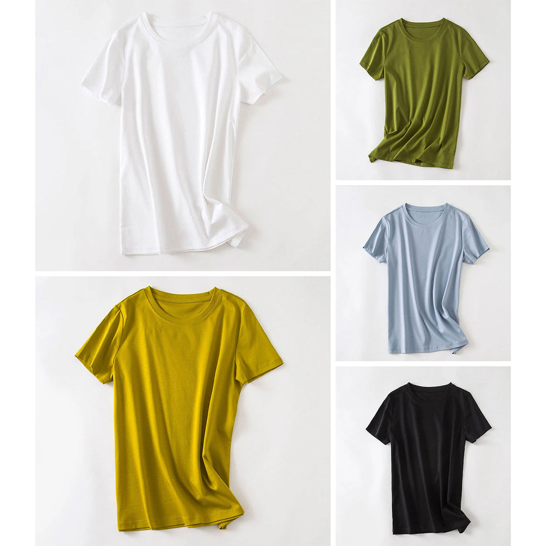 Minimalist | Fitted Crew Neck Plain Cotton Womens T Shirt