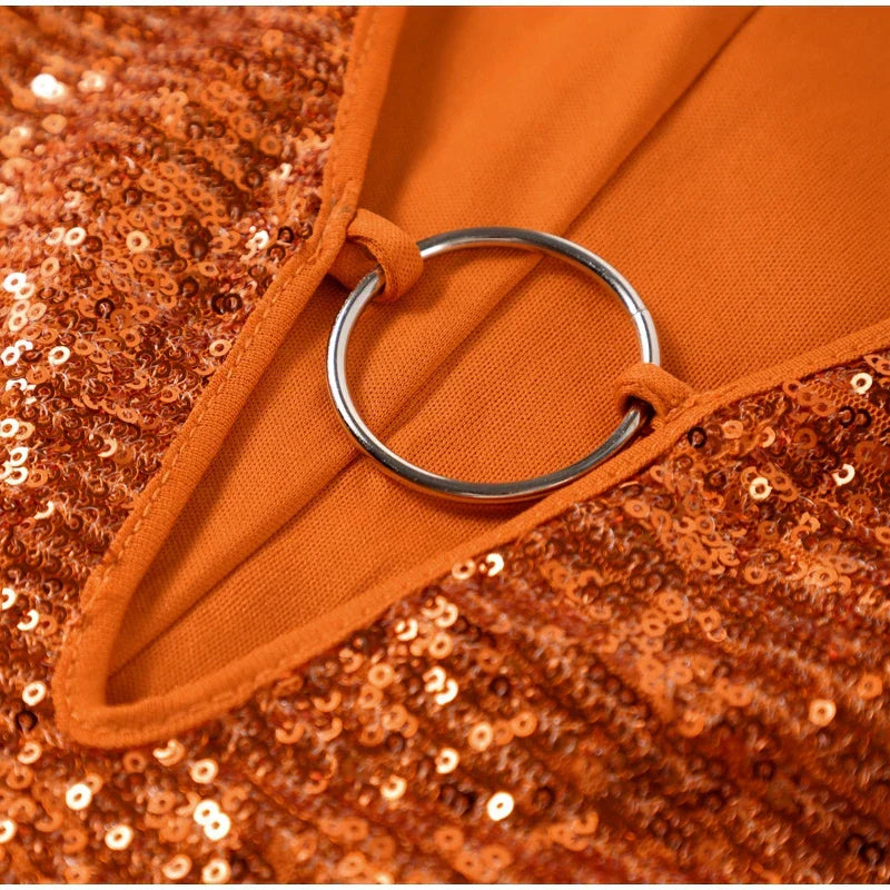 Valerie | Plunge V-Neck Cape Sleeve Sequin Homecoming Mini Dress