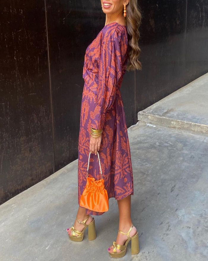 Violetta | Baroque Print Twist-Waist Maxi Summer Dress