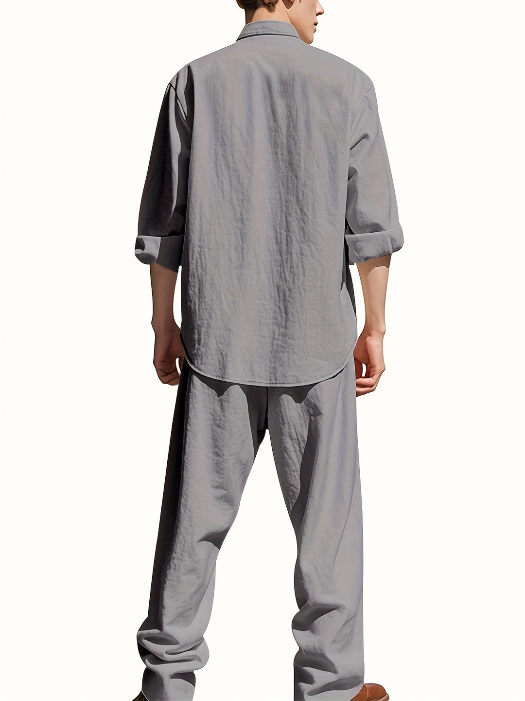 Capri | Men's Linen Band Collar Co-ord Set