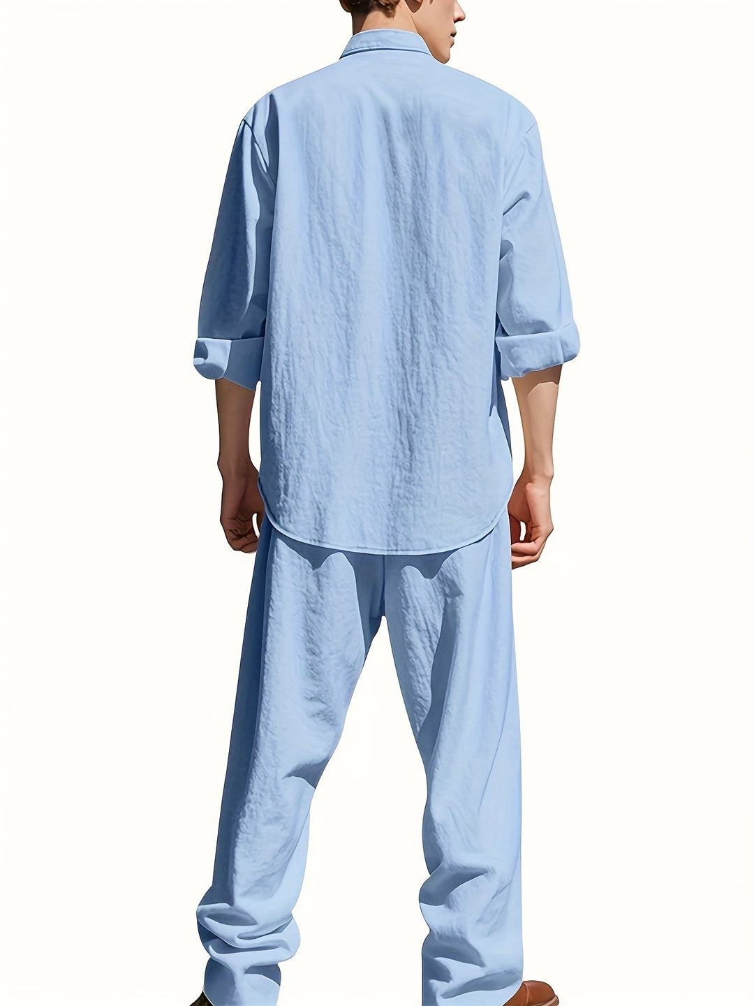 Capri | Men's Linen Band Collar Co-ord Set