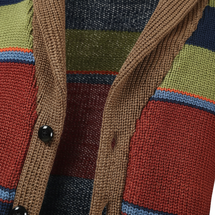Marius | Bold Stripe Shawl Collar Men's Cardigan