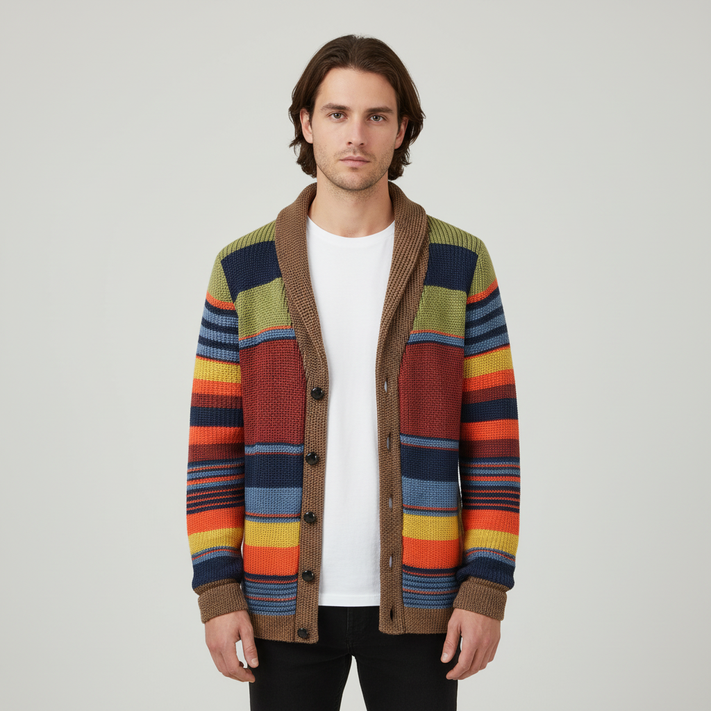 Marius | Bold Stripe Shawl Collar Men's Cardigan
