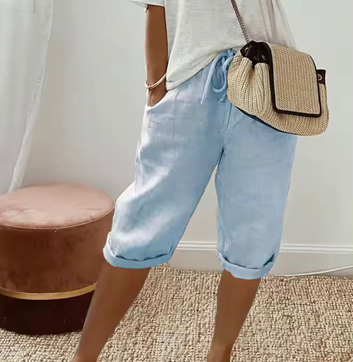 Rivage | Women's Linen Rolled Cuff Bermuda Shorts
