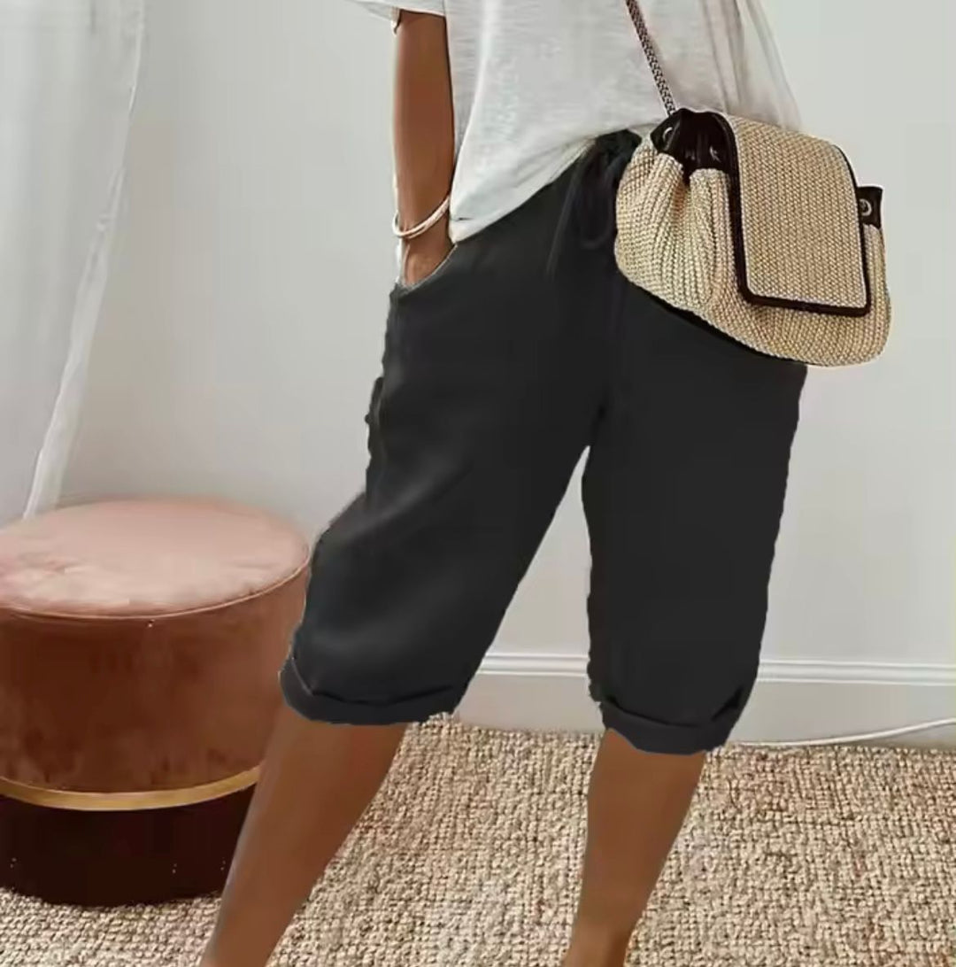 Rivage | Women's Linen Rolled Cuff Bermuda Shorts