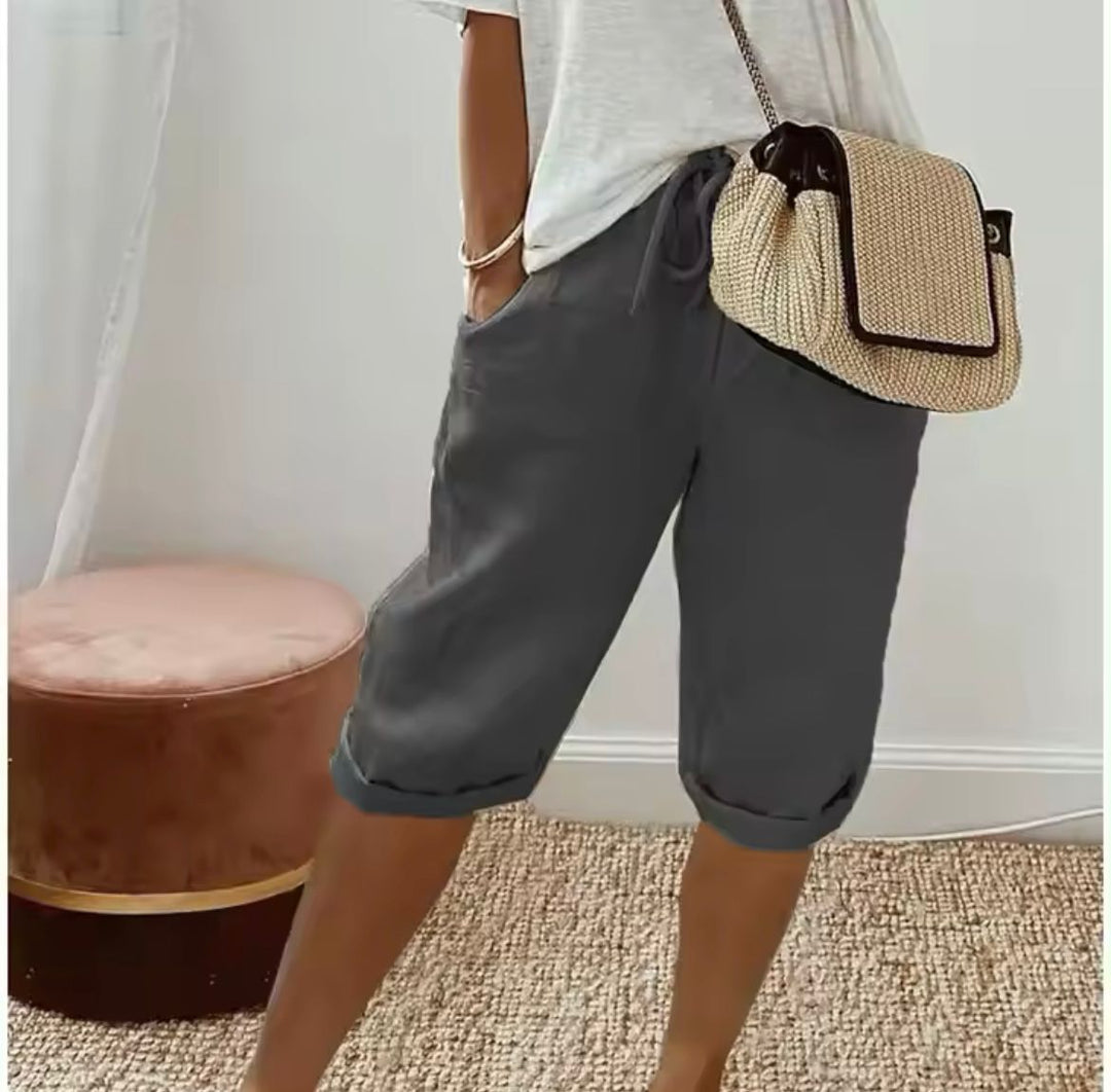 Rivage | Women's Linen Rolled Cuff Bermuda Shorts
