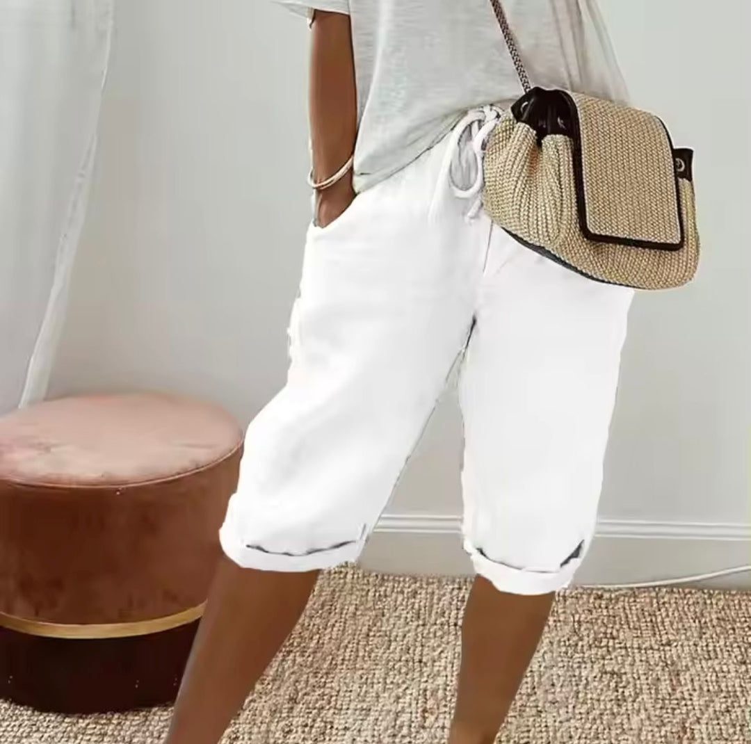 Rivage | Women's Linen Rolled Cuff Bermuda Shorts