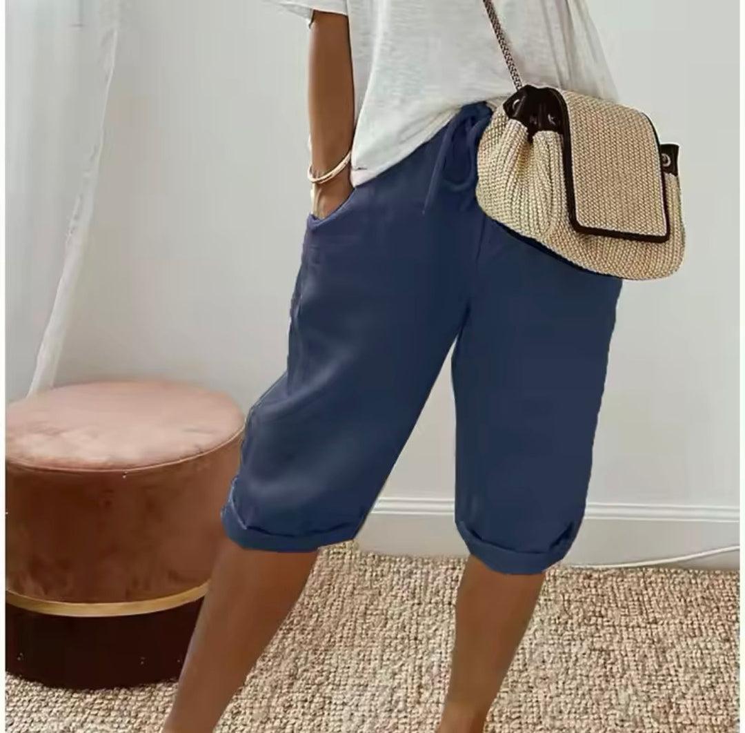 Rivage | Women's Linen Rolled Cuff Bermuda Shorts
