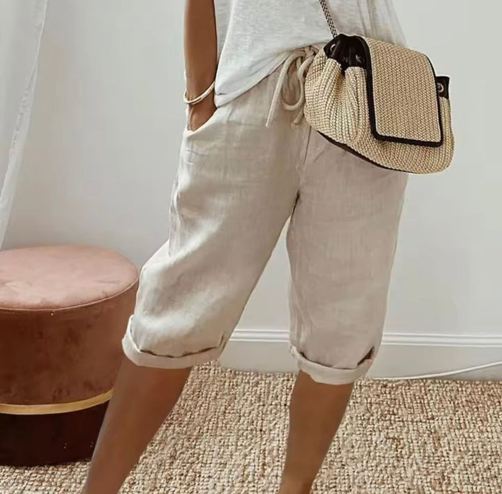 Rivage | Women's Linen Rolled Cuff Bermuda Shorts