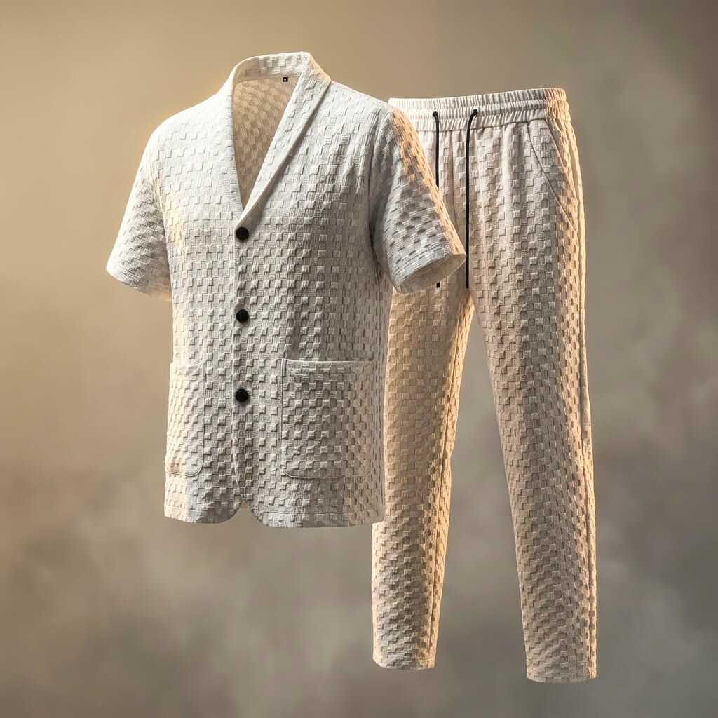 Havana | Men's Woven Texture Shawl Collar Co-ord Set