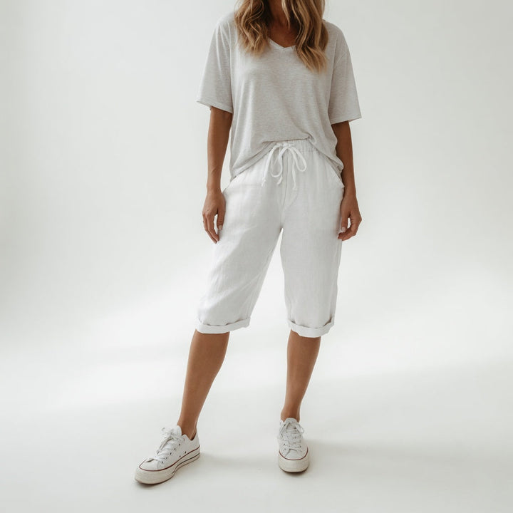 Lorette | Women's Relaxed Linen Drawstring Bermuda Shorts