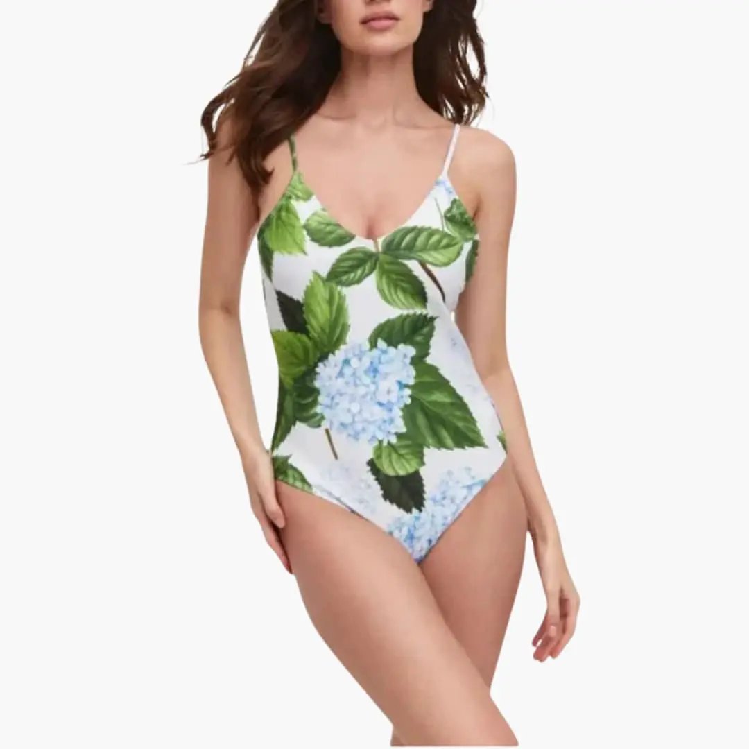 Hydrangea | Botanical Print V-Neck Spaghetti Strap Maxi Dress