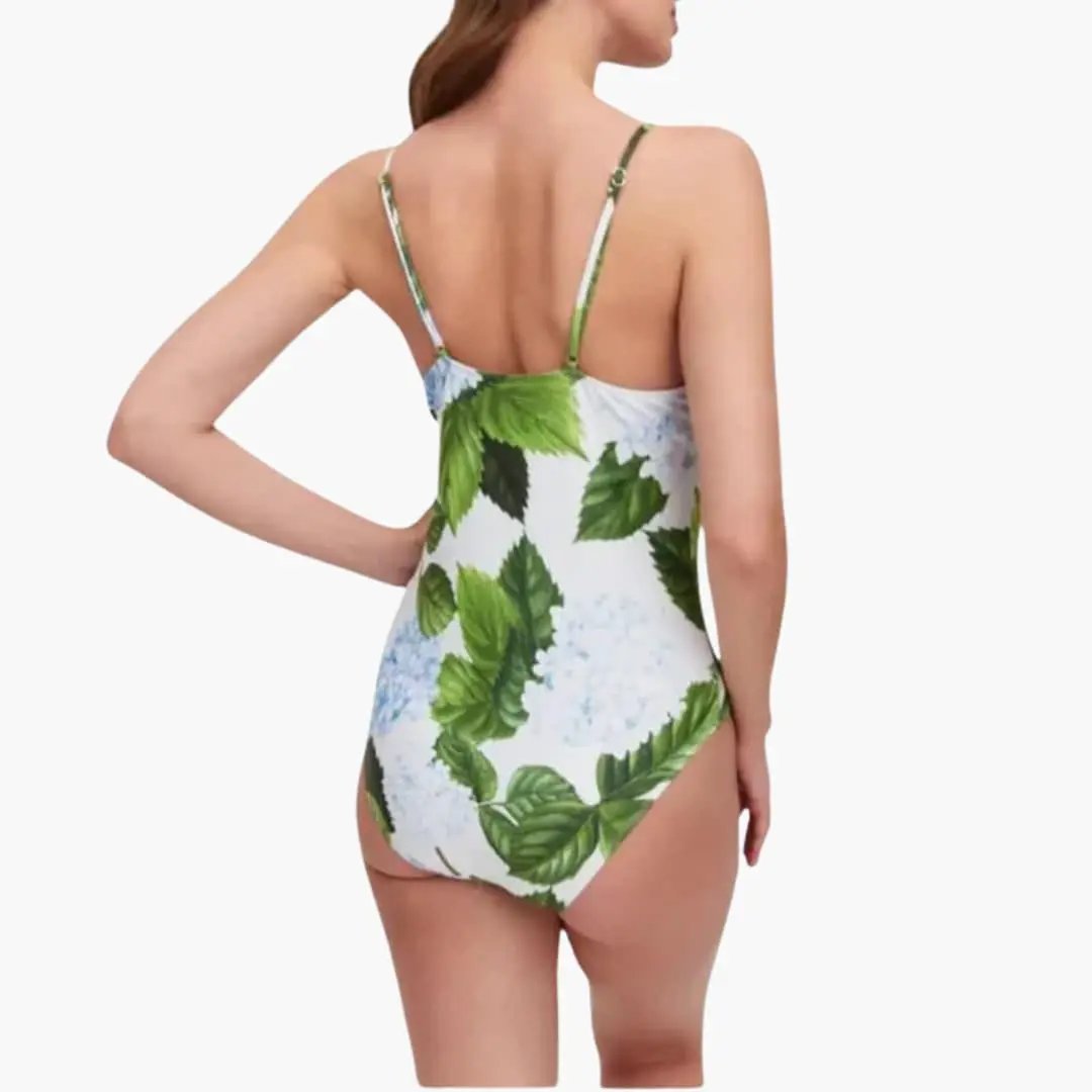 Hydrangea | Botanical Print V-Neck Spaghetti Strap Maxi Dress