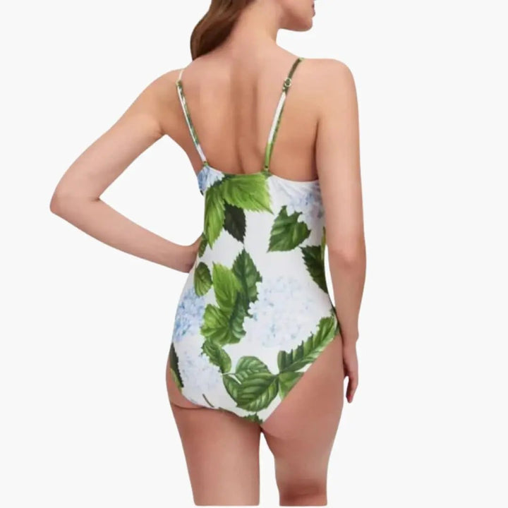 Hydrangea | Botanical Print V-Neck Spaghetti Strap Maxi Dress