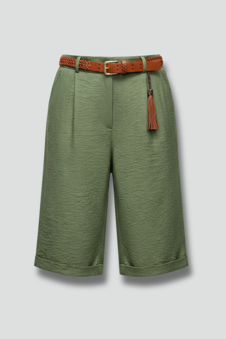Sorrento | Women's Belted Pleat Front Bermuda Shorts