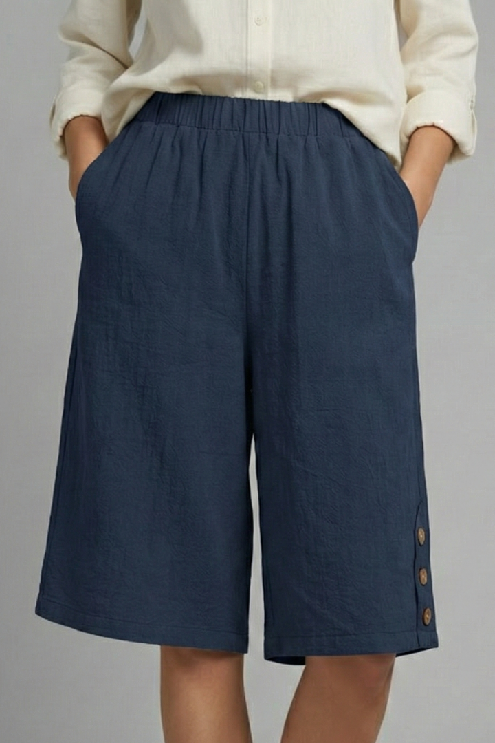 Lennox | Women's Wide-Leg Button Hem Bermuda Shorts
