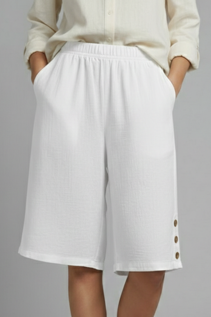 Lennox | Women's Wide-Leg Button Hem Bermuda Shorts