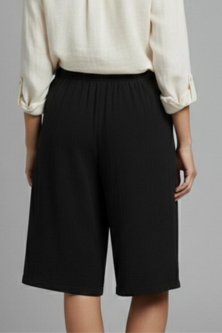 Lennox | Women's Wide-Leg Button Hem Bermuda Shorts