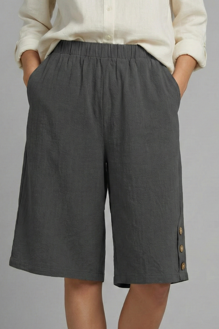 Lennox | Women's Wide-Leg Button Hem Bermuda Shorts