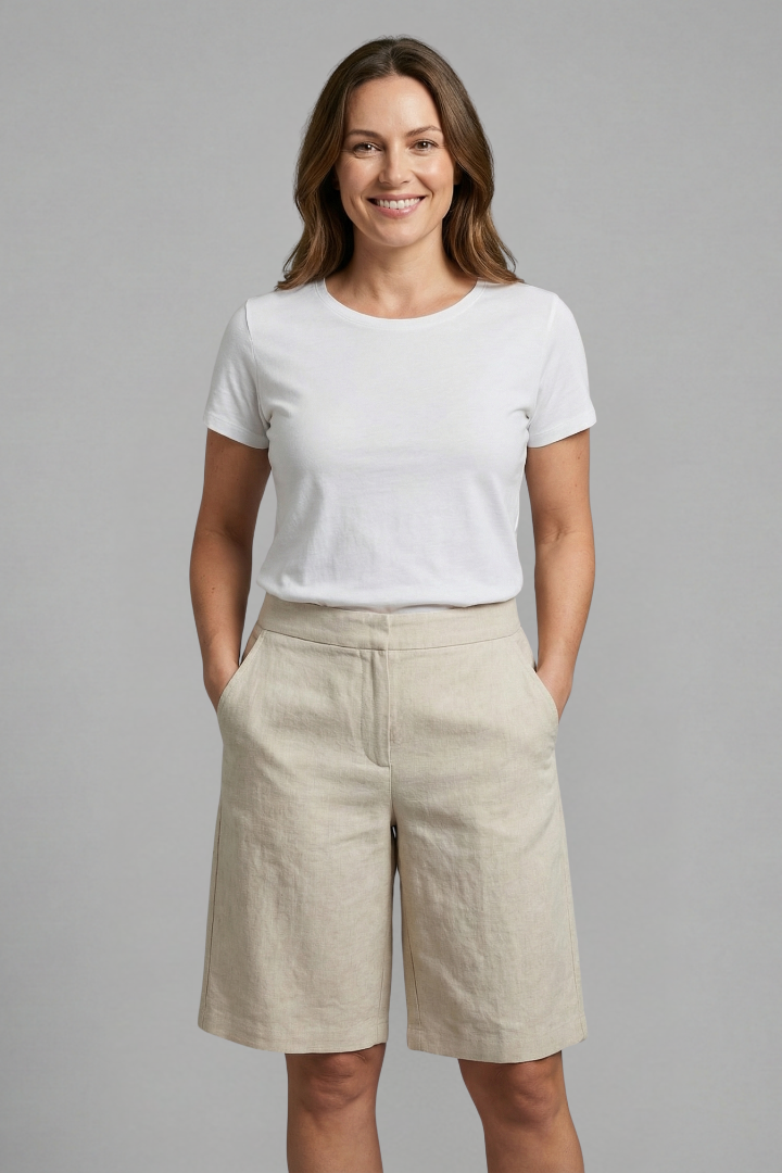 Mirano | Women's Tailored Wide-Leg Linen Bermuda Shorts