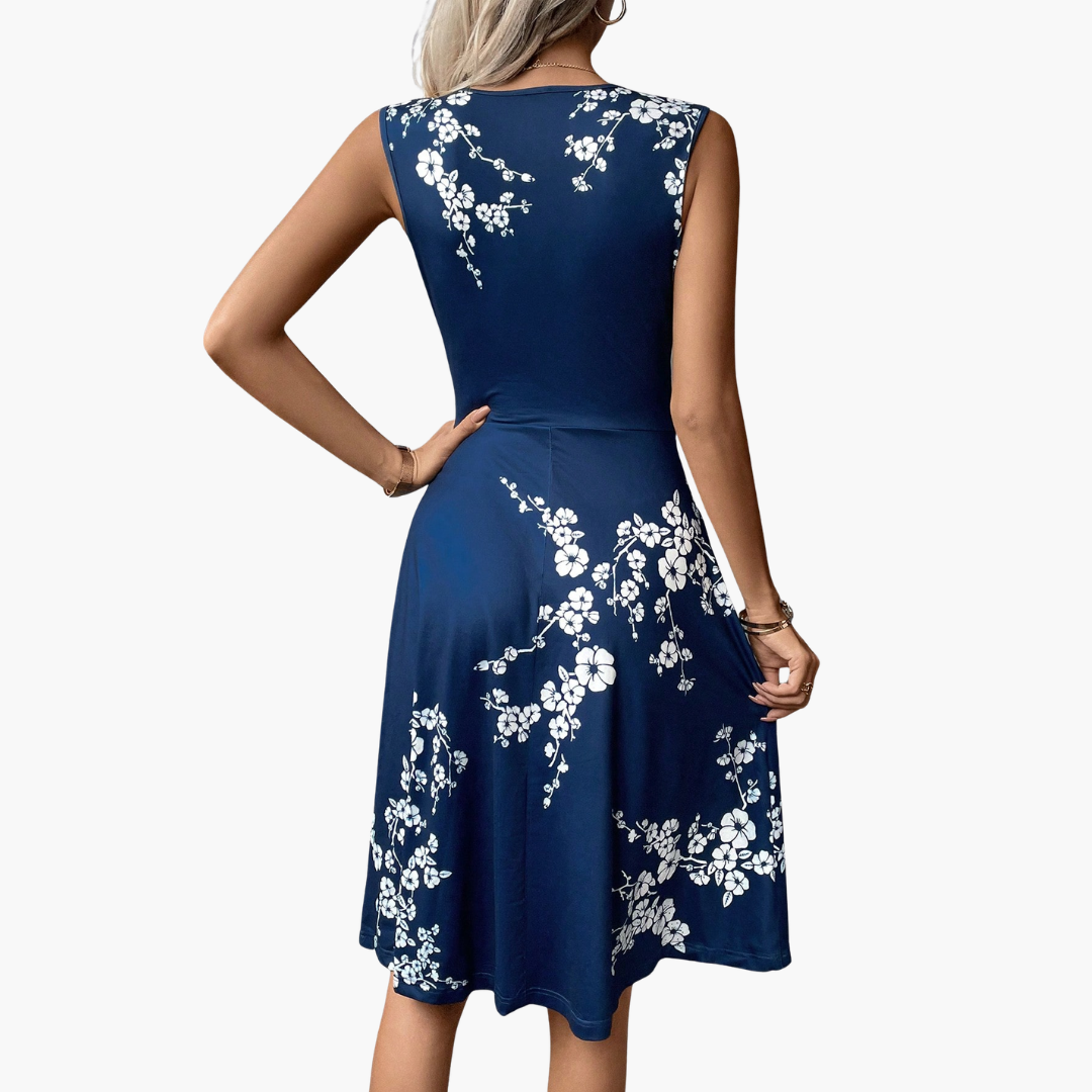 Blossom | Floral Print Twist Front V Neck Midi Dress