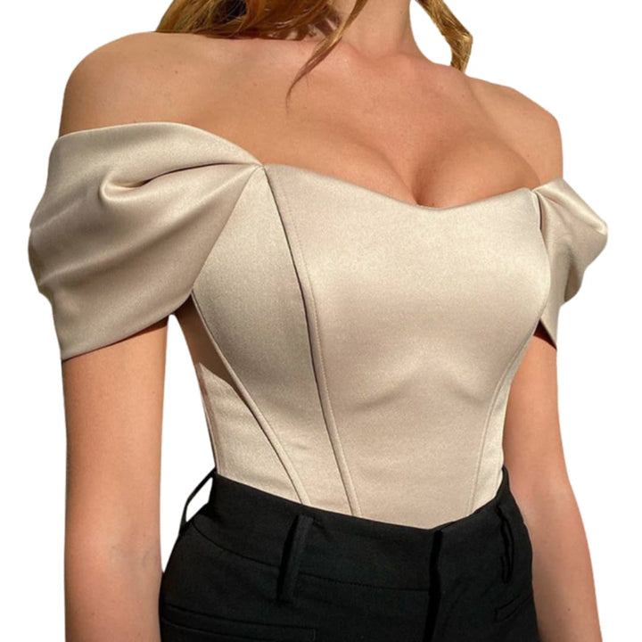 Celeste | Satin Off Shoulder Corset Top – Women's Elegant Going Out Top
