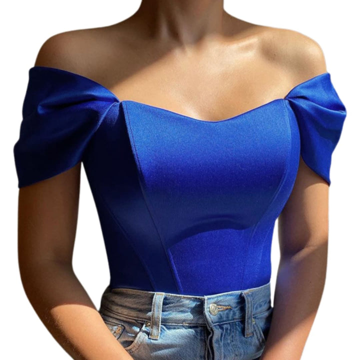 Celeste | Satin Off Shoulder Corset Top – Women's Elegant Going Out Top