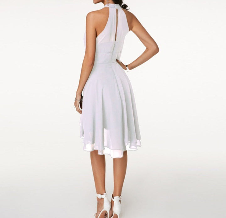 Brielle | Pleated Chiffon Tiered Halter Neck Dress