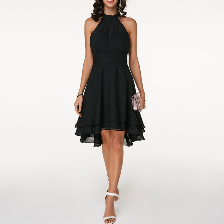 Brielle | Pleated Chiffon Tiered Halter Neck Dress