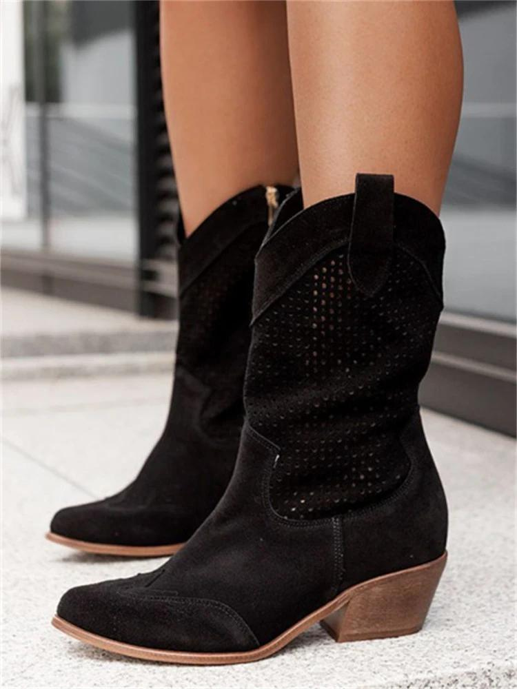 Dakota | Perforated Western Knee High Cowgirl Boots