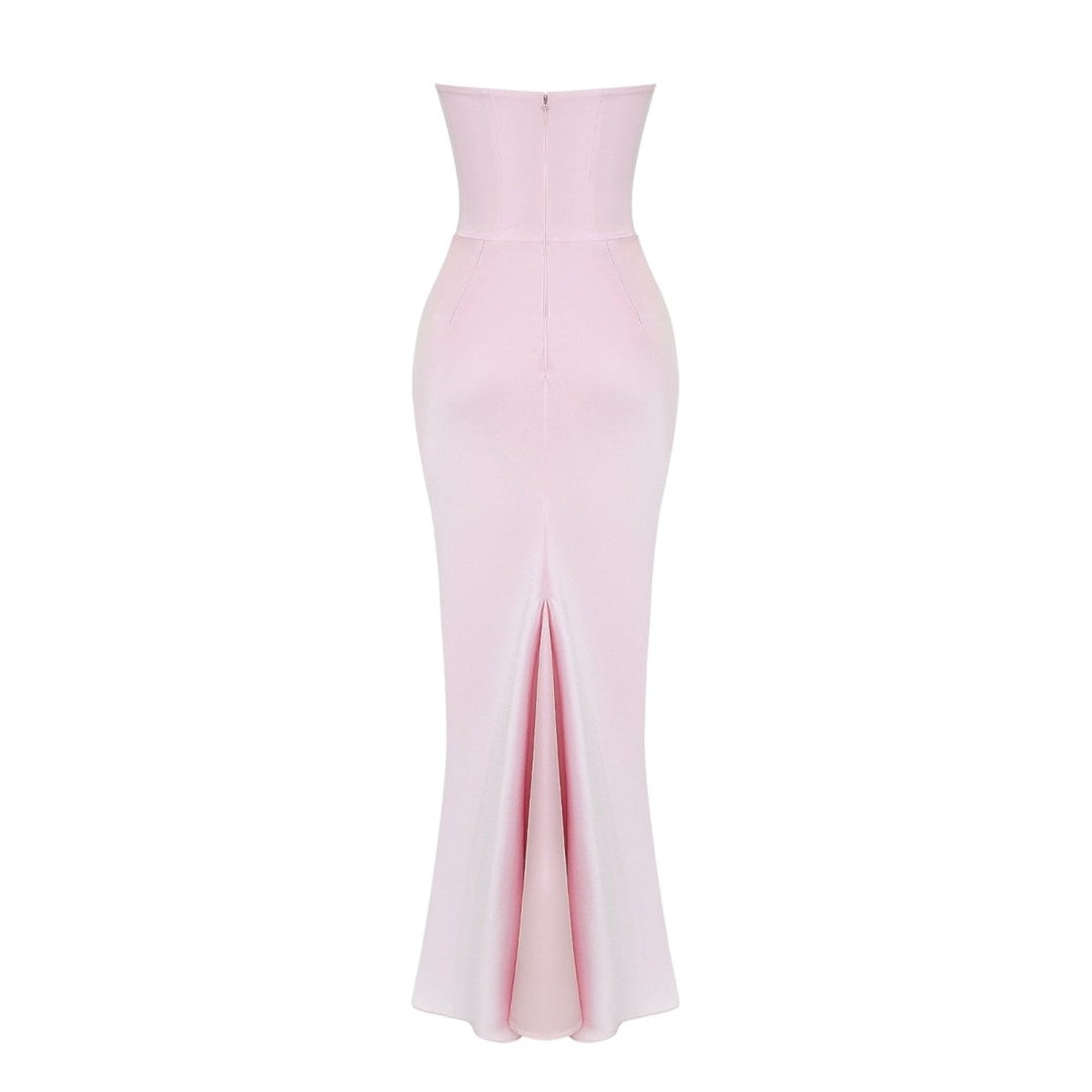 Vivienne | Satin Corset Maxi Dress with Draped Skirt