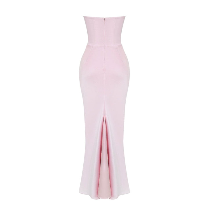 Vivienne | Satin Corset Maxi Dress with Draped Skirt