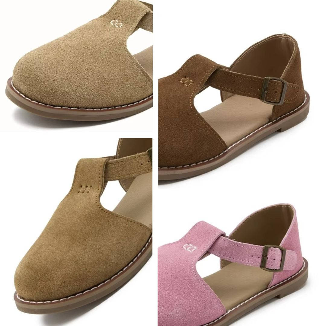 Wrenley | Suede T-Bar Buckle Orthopedic Flats for Women